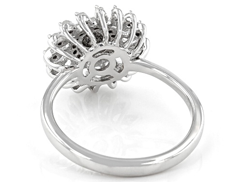 0.28ctw Round White Diamond Rhodium Over Sterling Silver Cluster Ring - Size 7