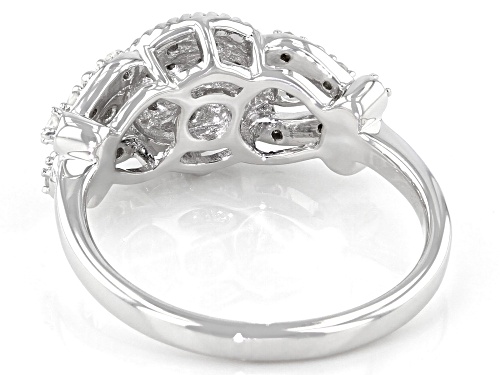 0.15ctw Round White Diamond Rhodium Over Sterling Silver Cluster Ring - Size 8