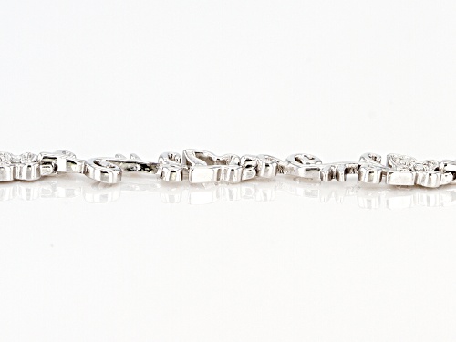 Round White Diamond Accent Rhodium Over Sterling Silver Butterfly Tennis Bracelet - Size 7.25