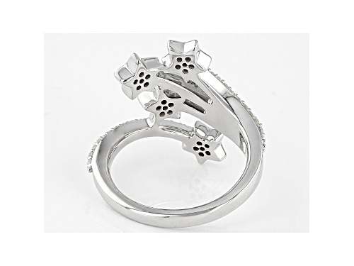 0.50ctw Round White Diamond Rhodium Over Sterling Silver Star Bypass Ring - Size 7
