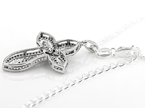 0.40ctw Round White Diamond Rhodium Over Sterling Silver Cross Pendant With 18 Inch Singapore Chain
