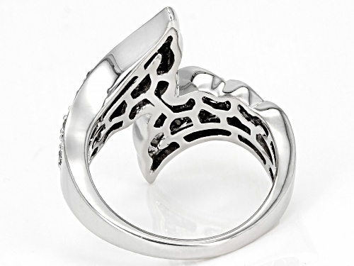 0.50ctw Round White Diamond Rhodium Over Sterling Silver Angel Wing Bypass Ring - Size 5