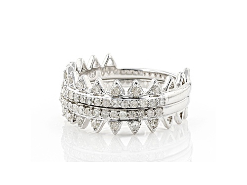 0.60ctw Round White Diamond Rhodium Over Sterling Silver Stackable Band Rings - Size 7