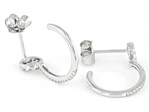0.15ctw Round White Diamond Rhodium Over Sterling Silver Geometric Inspired J-Hoop Earrings