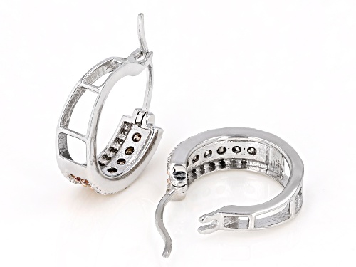0.45ctw Round Champagne And White Diamond Rhodium Over Sterling Silver Hoop Earrings