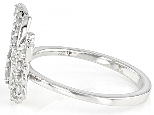 0.55ctw Round White Diamond Rhodium Over Sterling Silver Butterfly Ring - Size 6