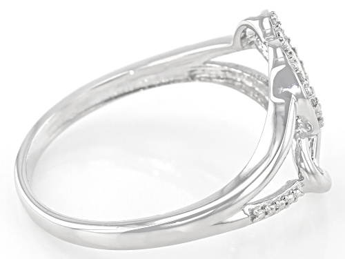 Round White Diamond Accent Rhodium Over Sterling Silver Double Heart Ring - Size 7