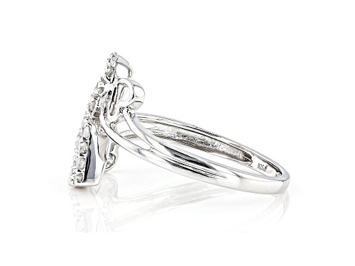 0.25ctw Round White Diamond Rhodium Over Sterling Silver Heart Bypass Ring - Size 8