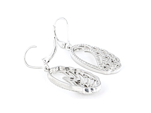 0.10ctw Round White Diamond Rhodium Over Sterling Silver Angel Wing Earrings