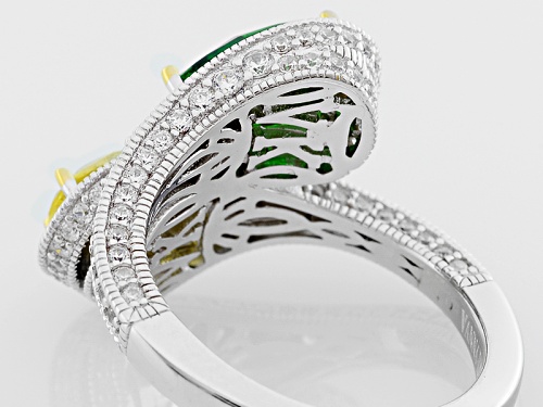 Vanna K ™ For Bella Luce ®3.99ctw Emerald, Canary, & White Diamond Simulants Platineve®Ring - Size 7