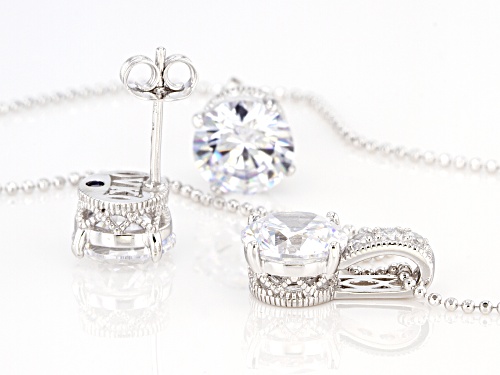 Vanna K™ For Bella Luce ® 9.09ctw White Diamond Simulant Platineve ® Pendant W/Chain & Earrings Set.