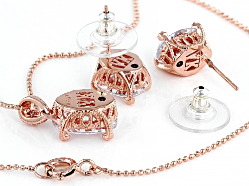 Vanna K ™ For Bella Luce ® 12.74ctw Eterno™ Rose Gold Pendant With Chain and Earrings Set.