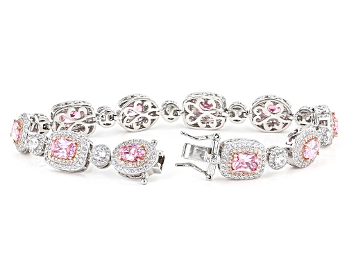 Vanna K™ Bella Luce® 21.63ctw Pink and White Diamond Simulants Platineve® Bracelet (13.10ctw DEW) - Size 8