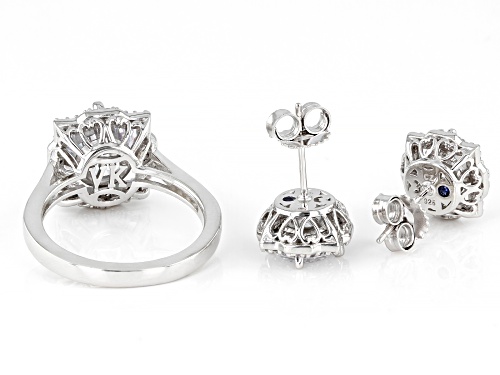 Vanna K™ For Bella Luce® 9.68ctw White Diamond Simulant Platineve® Ring And Earring Set