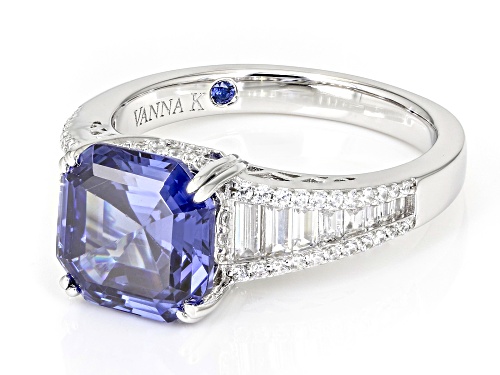 Vanna K™ For Bella Luce® 9.37ctw Tanzanite And White Diamond Simulants Platineve® Asscher Cut Ring - Size 8