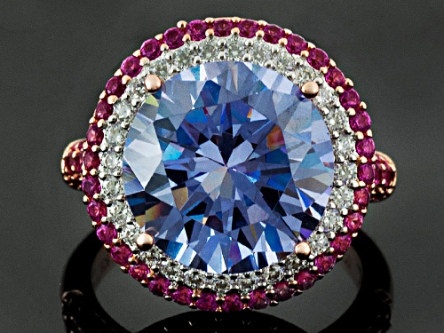 Kolore By Vanna K™ Amethyst/ White Diamond & Pink Sapphire Simulants Eterno™ Rose Ring - Size 8