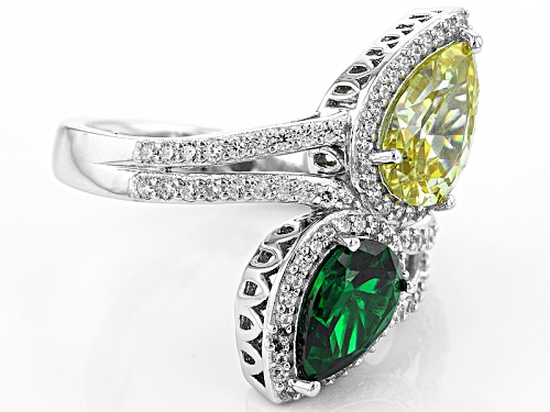 Kolore By Vanna K ™ 6.07ctw Green Sapphire,Canary, And White Diamond Simulants Platineve®Ring - Size 6