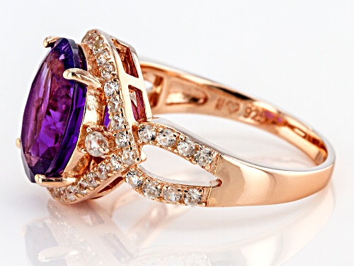 3.83ct Oval African Amethyst With .72ctw Round White Zircon 18k Rose Gold Over Silver Ring - Size 9