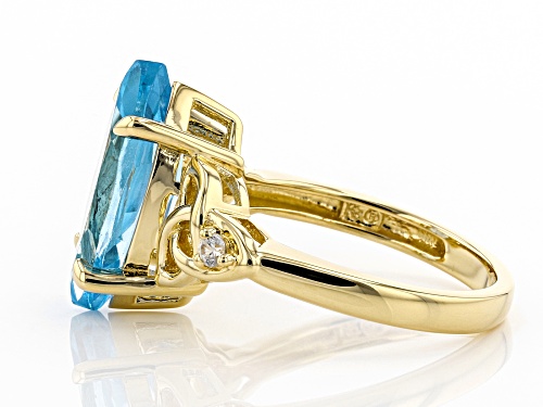 4.50ct Marquise Swiss Blue Topaz & .08ctw Round White Zircon 18k Gold Over Silver Celtic Detail Ring - Size 7