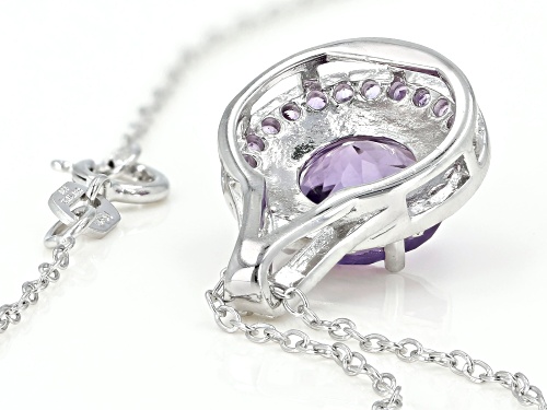 2.00ctw Round Lavender Amethyst Rhodium Over Sterling Silver Slide with Chain