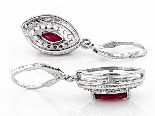1.23ctw Marquise Mahaleo(R) Ruby With .50ctw White Topaz Rhodium Over Silver Dangle Earrings