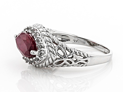 1.88ct Marquise Mahaleo(R) Ruby With .43ctw Round White Topaz Rhodium Over Silver Ring - Size 7