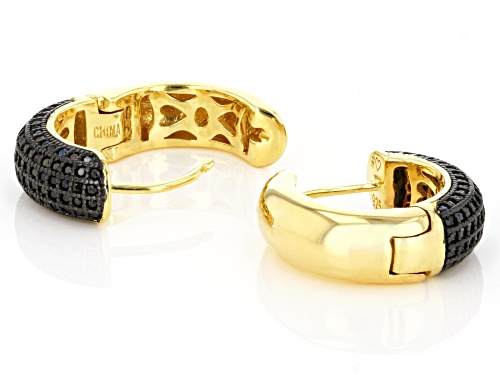 1.10ctw round black spinel 18k yellow gold over sterling silver huggie hoop earrings