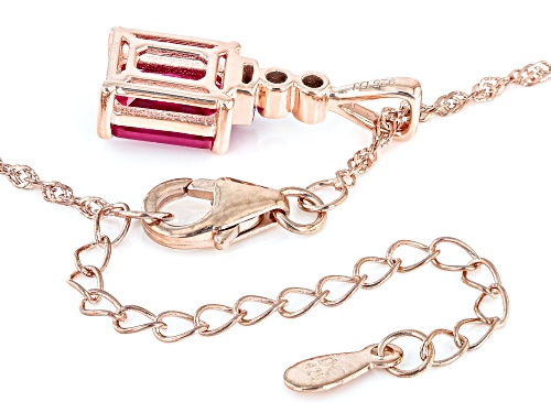 2.12ctw Lab Created Ruby & Pink Sapphire, White Zircon 18k Rose Gold Over Silver Pendant With Chain
