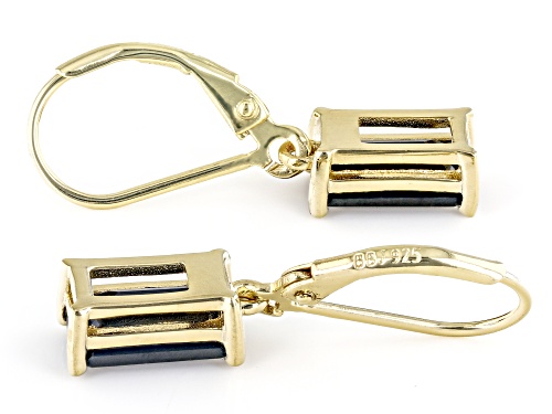 3.40ctw Black Spinel 18k Yellow Gold Over Sterling Silver Earrings