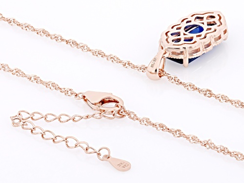 6.12ct Lab Blue Spinel with 0.13ctw White Zircon 18k Rose Gold Over Silver Pendant with Chain