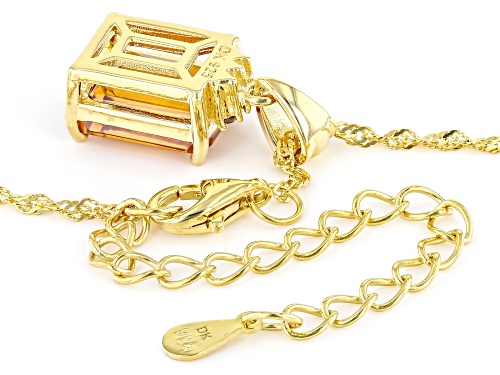 2.83ctw Madeira Citrine With Candlelight Diamonds 18k Yellow Gold Over Silver Pendant with Chain