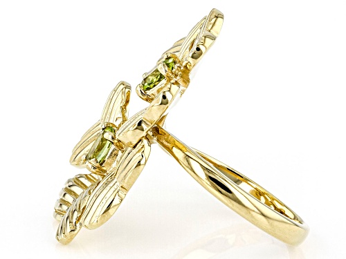 0.41ctw Manchurian Peridot™ 18k Yellow Gold Over Sterling Silver Shamrock Ring - Size 8