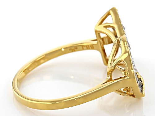 0.59ctw White Zircon 18k Yellow Gold Over Sterling Silver Keyhole With Bird Ring - Size 8