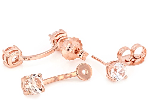 0.77ctw Peach Morganite With 1.50ctw White Zircon 18k Rose Gold Over Sterling Silver Earrings