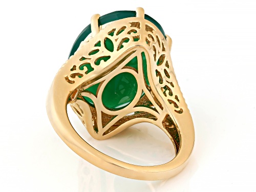 18x14mm Oval Green Onyx 18k Yellow Gold Over Sterling Silver Ring - Size 6