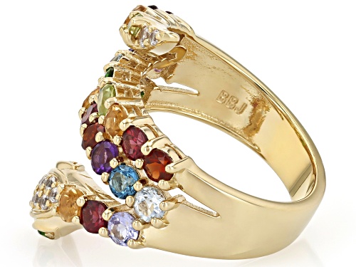 3.01ctw Multi Gemstone 18k Yellow Gold Over Sterling Silver Snake Ring - Size 7