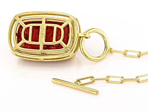 20x12mm  Red Sponge Coral 18k Yellow Gold Over Sterling Silver Necklace