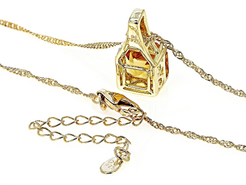 4.05ct Citrine With 0.21ctw Madeira Citrine 18k Yellow Gold Over Sterling Silver Pendant With Chain