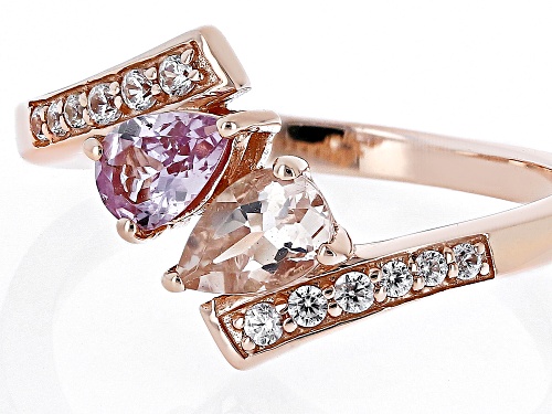 0.28ct Morganite with 0.59ctw Color Shift Garnet & White Zircon 18k Rose Gold Over Silver Ring - Size 8