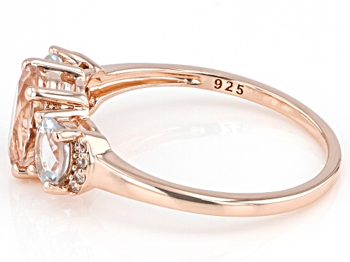 1.48ctw Morganite With Aquamarine And White Zircon 18k Rose Gold Over Sterling Silver Ring - Size 8