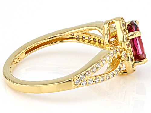 0.81ctw Magenta Petalite With 0.61ctw White Zircon 18k Yellow Gold Over Sterling Silver Ring - Size 7