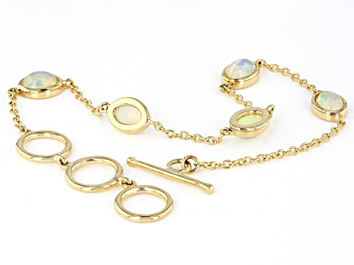 2.30ctw White Ethiopian Opal 18K Yellow Gold Over Sterling Silver Bracelet - Size 7.25