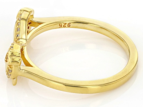 0.12ctw White Zircon 18k Yellow Gold Over Sterling Silver Sunglasses Ring - Size 10