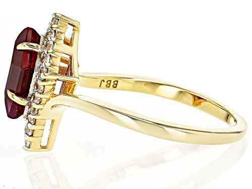 1.70ct Lab Created Ruby With 0.36 White Zircon 18k Yellow Gold Over Sterling Silver Ring - Size 9