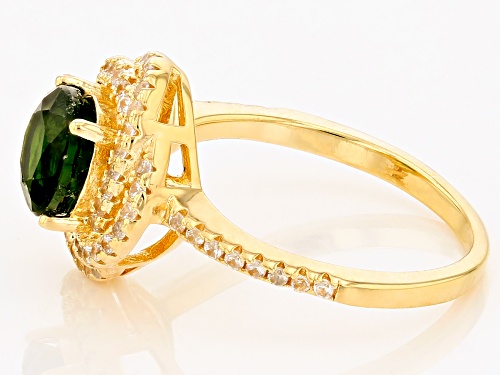 1.40ct Chrome Diopside With 0.59ctw White Zircon 18k Yellow Gold Over Sterling Silver Ring - Size 9