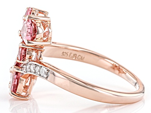1.29ctw Pink Tourmaline With 0.07ctw Diamond Accent 18k Rose Gold Over Sterling Silver Ring - Size 8