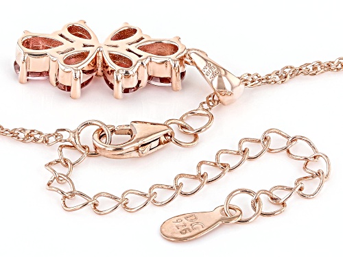 1.29ctw Pear Shape Pink Tourmaline 18k Rose Gold Over Silver Pendant With Chain