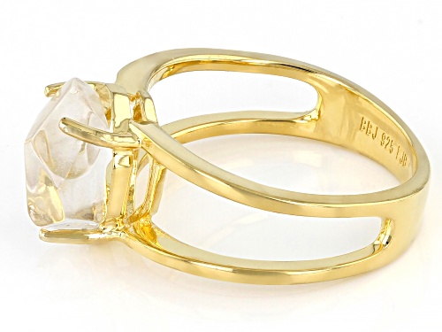 Free-Form White Herkimer Quartz 18k Yellow Gold Over Sterling Silver Ring - Size 8