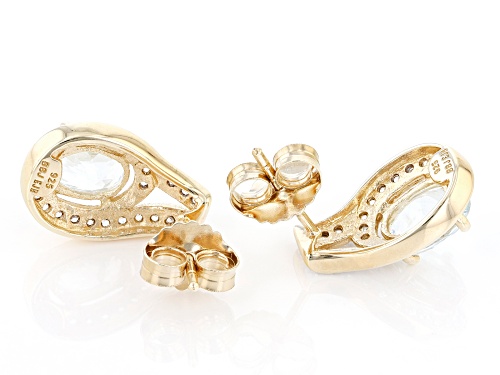 2.36ctw Cabo Delgado Apatite And White Zircon 18K Gold Over Silver Earrings
