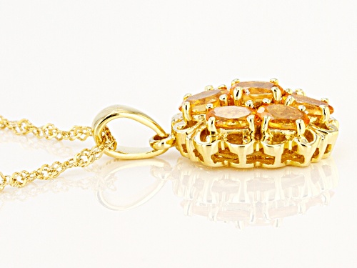 1.73ctw Oval Mandarin Garnet 18K Yellow Gold Over Silver Pendant With Chain